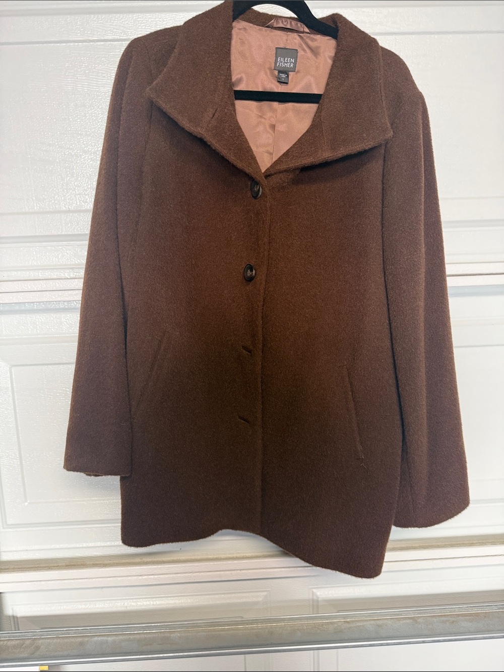 Eileen Fisher Chocolate Brown Alpaca/Wool Pea Coat